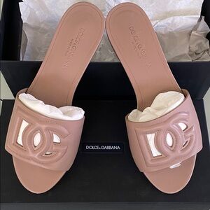 Dolce & Gabbana Nude Logo Sandals